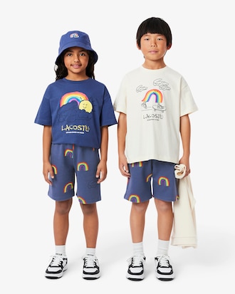 Shorts aus Fleece mit Regenbogen-Druck