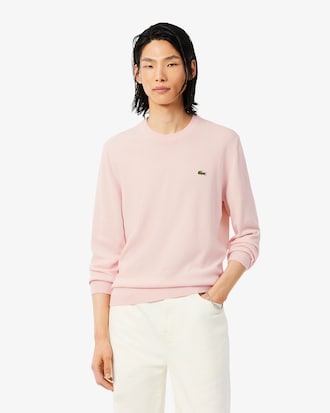 Einfarbiger Pullover aus Baumwolle mit Rundhalsausschnitt