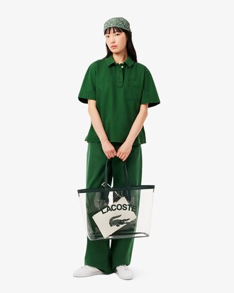 Große transparente Tote Bag Anna mit genarbtem Effekt