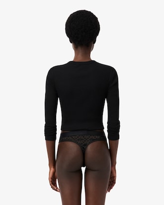 Tanga aus Spitze mit Logo-Bund