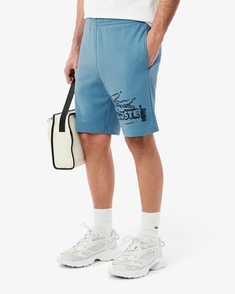 Grafische Shorts aus Baumwollfleece