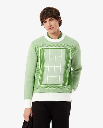 Pullover aus Jacquard mit Tennisplatz-Grafik