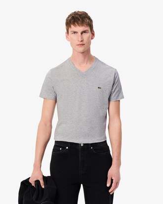 T-Shirt aus leichter Pima-Baumwolle mit V-Ausschnitt