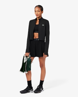 Tennis-Midlayer mit Rei&szlig;verschluss aus Stretch-Materialmix
