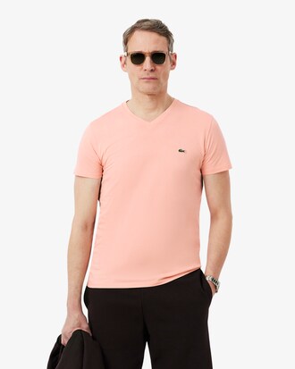 T-Shirt aus leichter Pima-Baumwolle mit V-Ausschnitt