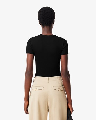 Slim Fit-T-Shirt aus gerippter Baumwolle