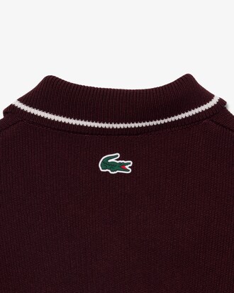 Badge Accent Tennis Heritage Zipped Polo Collar Sweater
