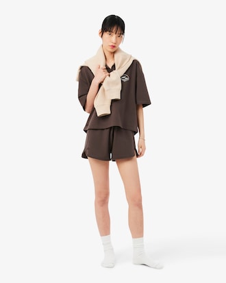 Loungewear-T-Shirt aus Fleece mit Polokragen