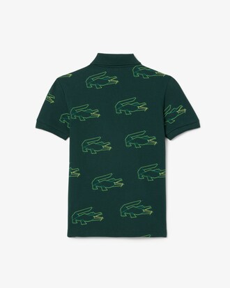 Polohemd aus Mini Piqué mit Krokodil-Print
