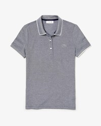 Slim Fit Damen-Polo aus gestreiftem Stretch-Mini-Piqu&eacute; LACOSTE
