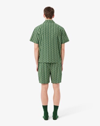 Pyjamashorts aus Popeline mit Monogramm-Print