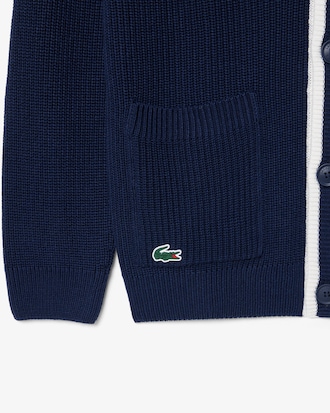 Golf-Cardigan aus Wollgemisch mit Badge-Akzent