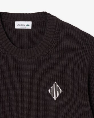 Pullover mit Perlrippstrick und Badge-Akzent