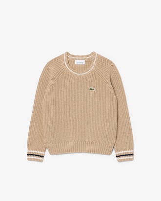 Unisex-Pullover aus Wolle und Baumwolle mit Rundhalsausschnitt