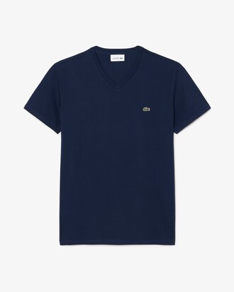 T-Shirt aus leichter Pima-Baumwolle mit V-Ausschnitt