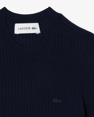 Rippstrickpullover aus Merinowolle mit kurzen Ärmeln