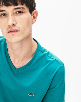 T-Shirt aus leichter Pima-Baumwolle mit V-Ausschnitt