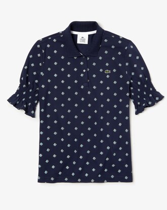 Damen-Poloshirt mit gesmokten &Auml;rmeln LACOSTE L!VE