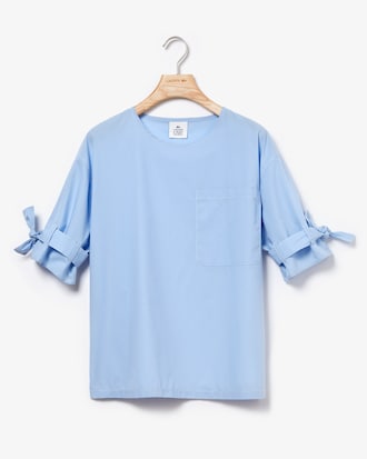 Damen Popeline-Bluse mit geknoteten &Auml;rmeln LACOSTE L!VE