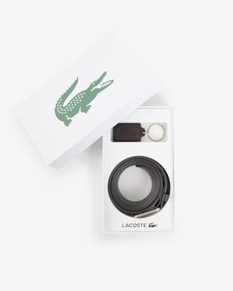 Elegance Leather Belt and Key Ring Gift Set