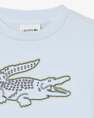 T-Shirt aus Baumwolle mit gesticktem Krokodil