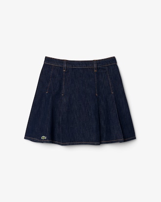 Short Pleated Denim Skirt