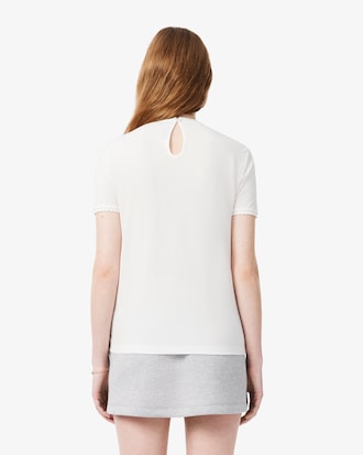 T-Shirt aus flie&szlig;endem Piqu&eacute; mit gewellter Einfassung