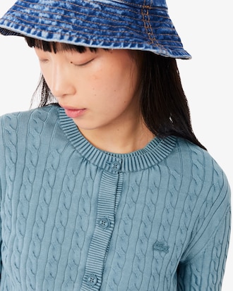 Cardigan mit Zopfmuster und verwaschenem Effekt