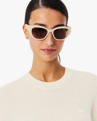 Rippstrickpullover aus Merinowolle mit kurzen Ärmeln