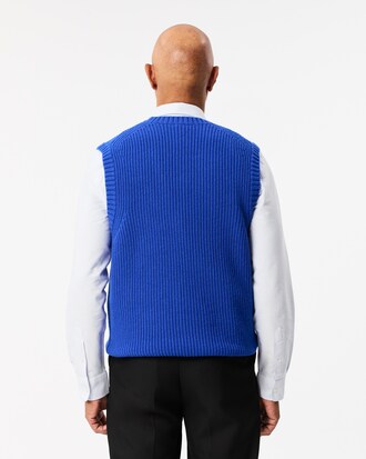Ärmelloser Pullover aus Tuchwolle mit V-Ausschnitt