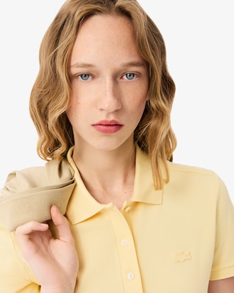 Slim Fit Damen LACOSTE Poloshirt aus Stretch-Baumwoll-Piqué