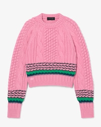Runway gestreifter Wollpullover mit Struktur
