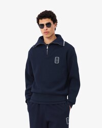 Loose Fit-Sweatshirt mit Badge im Nacken und Rei&szlig;verschluss