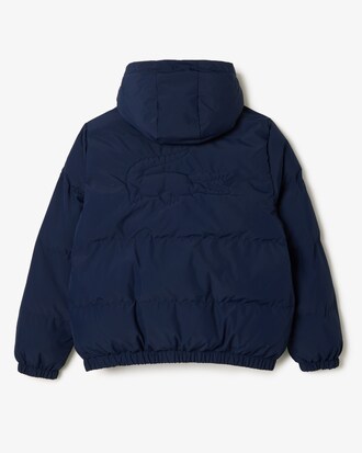 Puffer-Jacke mit Kapuze und gesticktem Krokodil