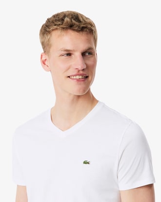 T-Shirt aus leichter Pima-Baumwolle mit V-Ausschnitt