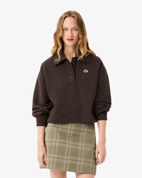 Übergroßes Sweatshirt aus Fleece mit Polokragen