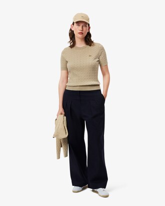 Strickpullover mit Zopfmuster und verwaschenem Effekt