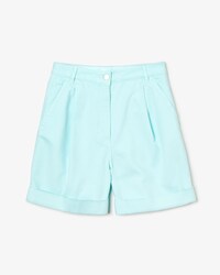 Damen Denim Bermuda-Shorts mit hohem Bund und Faltenlegung