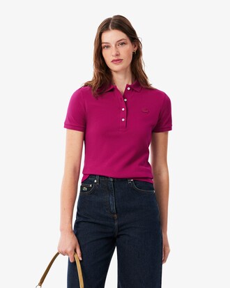 Slim Fit Damen LACOSTE Poloshirt aus Stretch-Baumwoll-Piqu&eacute;