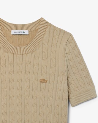 Strickpullover mit Zopfmuster und verwaschenem Effekt