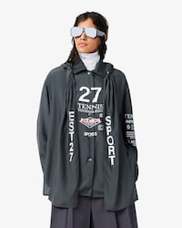 Runway bedrucktes oversized Hemd mit Kapuze
