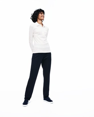 LACOSTE Slim Fit Damen-Poloshirt aus Mini-Piqu&eacute; mit Stretch