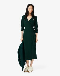 Slim Fit-Wickelkleid mit Polokragen