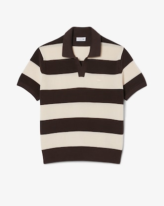 Pullover mit Polokragen, kurzen &Auml;rmeln und Streifen-Print