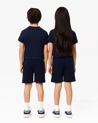 Shorts aus Fleece mit Kontraststreifen