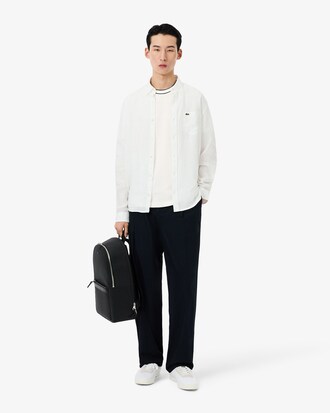 T-Shirt aus Stretch-Piqu&eacute; mit gestreiftem Kragen