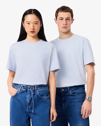 T-Shirt aus Baumwolljersey mit tiefgepr&auml;gtem Branding