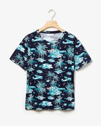 Damen Rundhals T-Shirt aus Baumwollkreppjersey mit Aufdruck