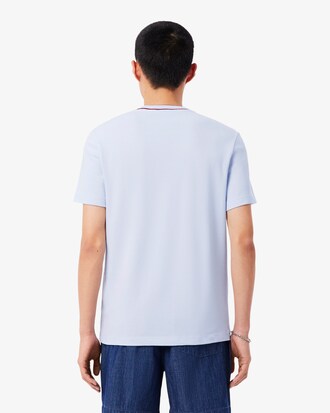 T-Shirt aus Stretch-Piqu&eacute; mit gestreiftem Kragen