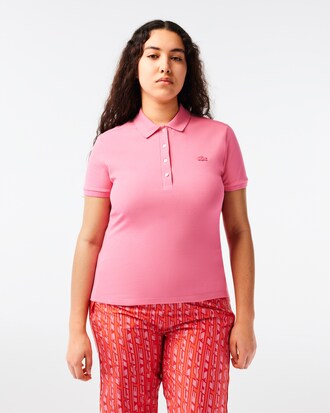 Slim Fit Damen LACOSTE Poloshirt aus Stretch-Baumwoll-Piqué